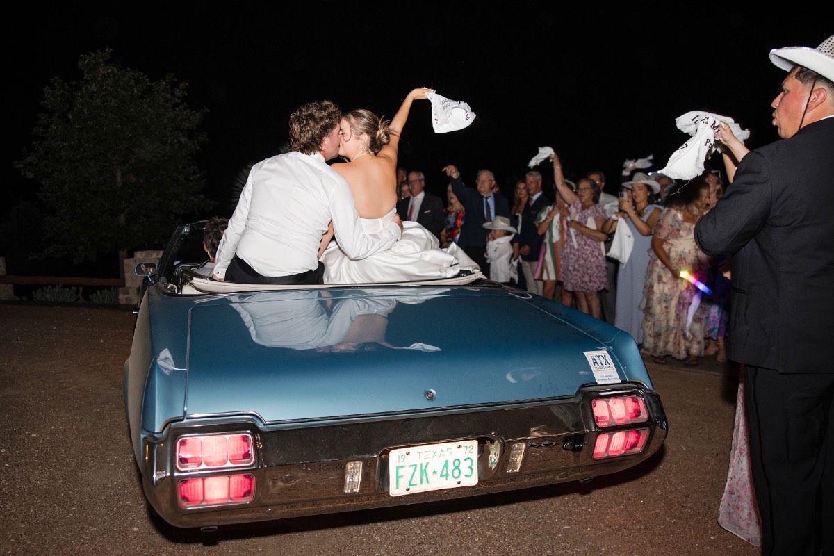 Sparkler exit route lit up for P and B at Lampasas venue