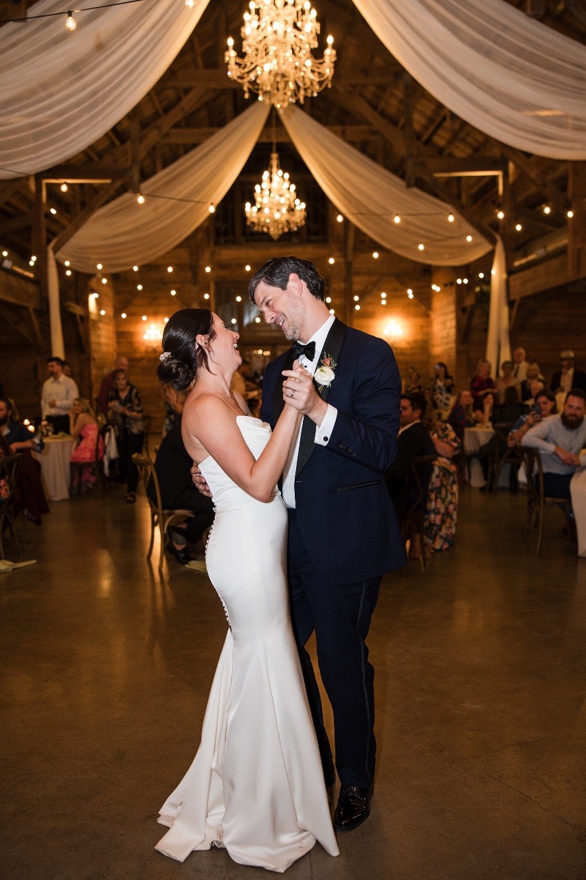 Reception dinner and table decor at The Addison Grove Austin wedding venue