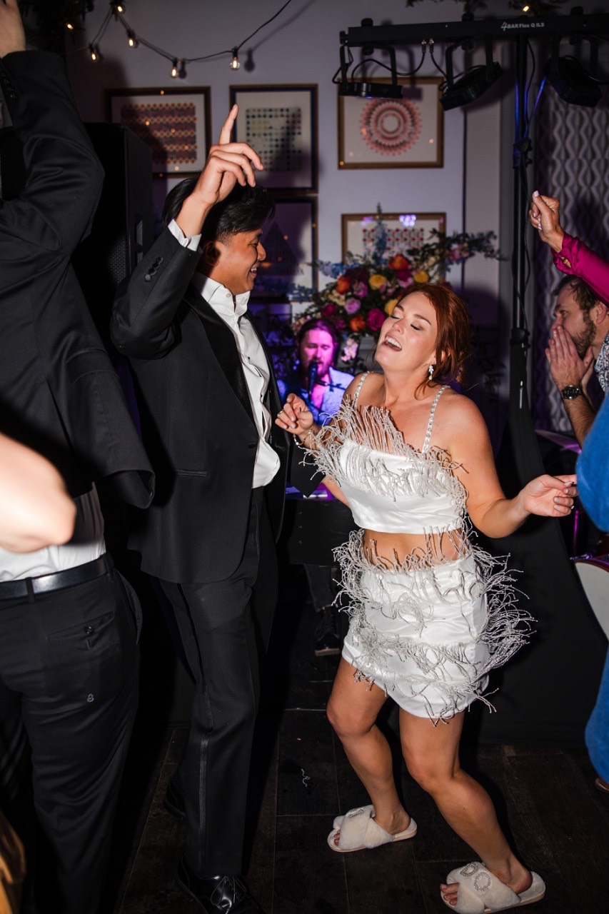 Emotional toasts during Hotel Ella Austin wedding reception