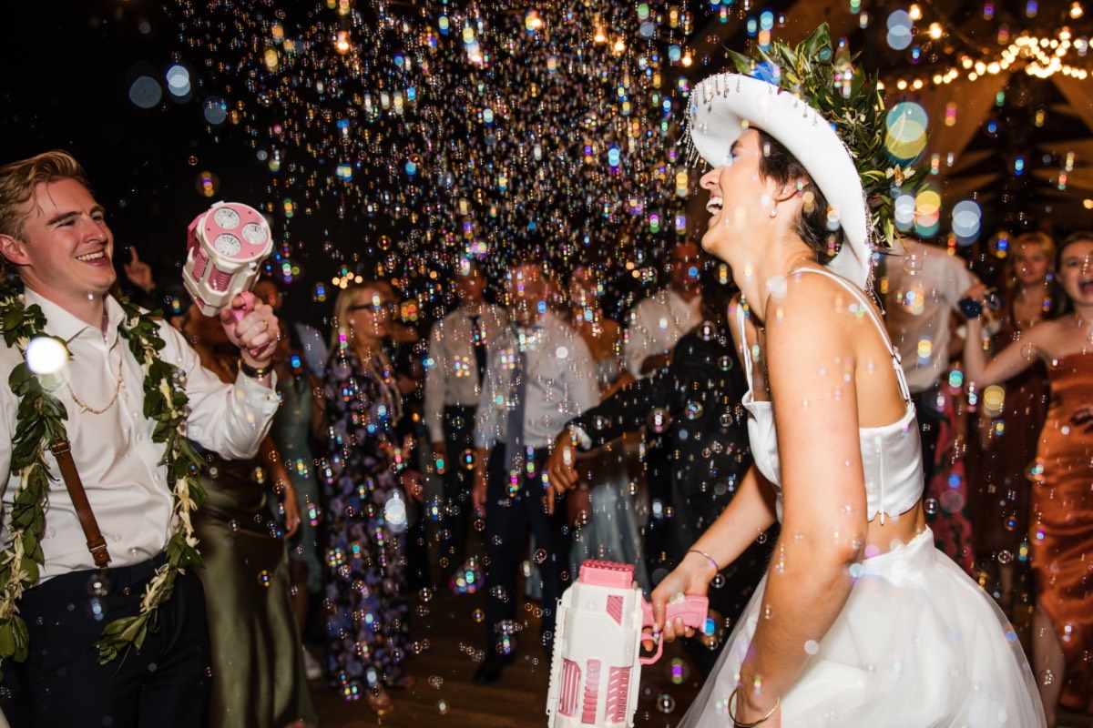 Guests celebrating during reception at K and N's Marble Falls wedding