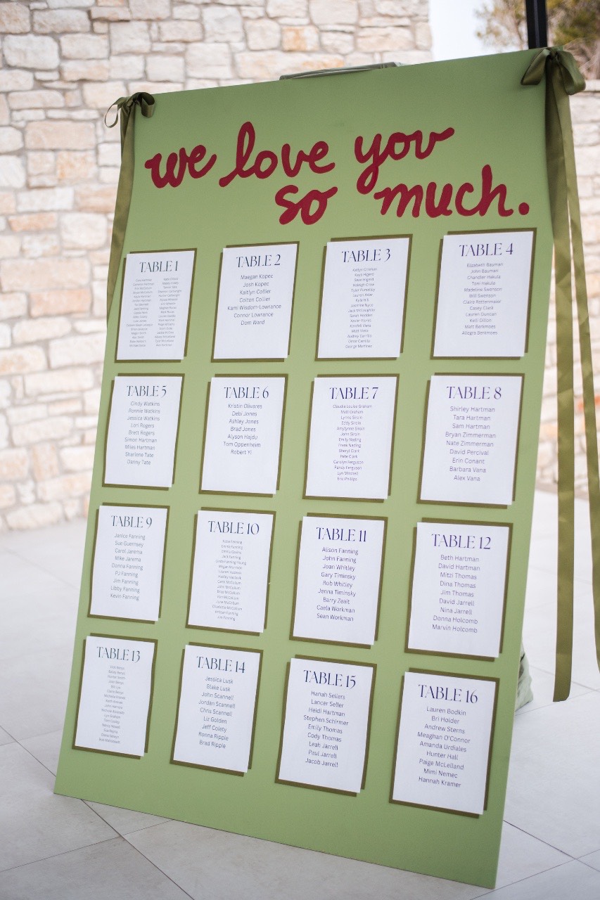 Head table setup for wedding party at The Videre Estate