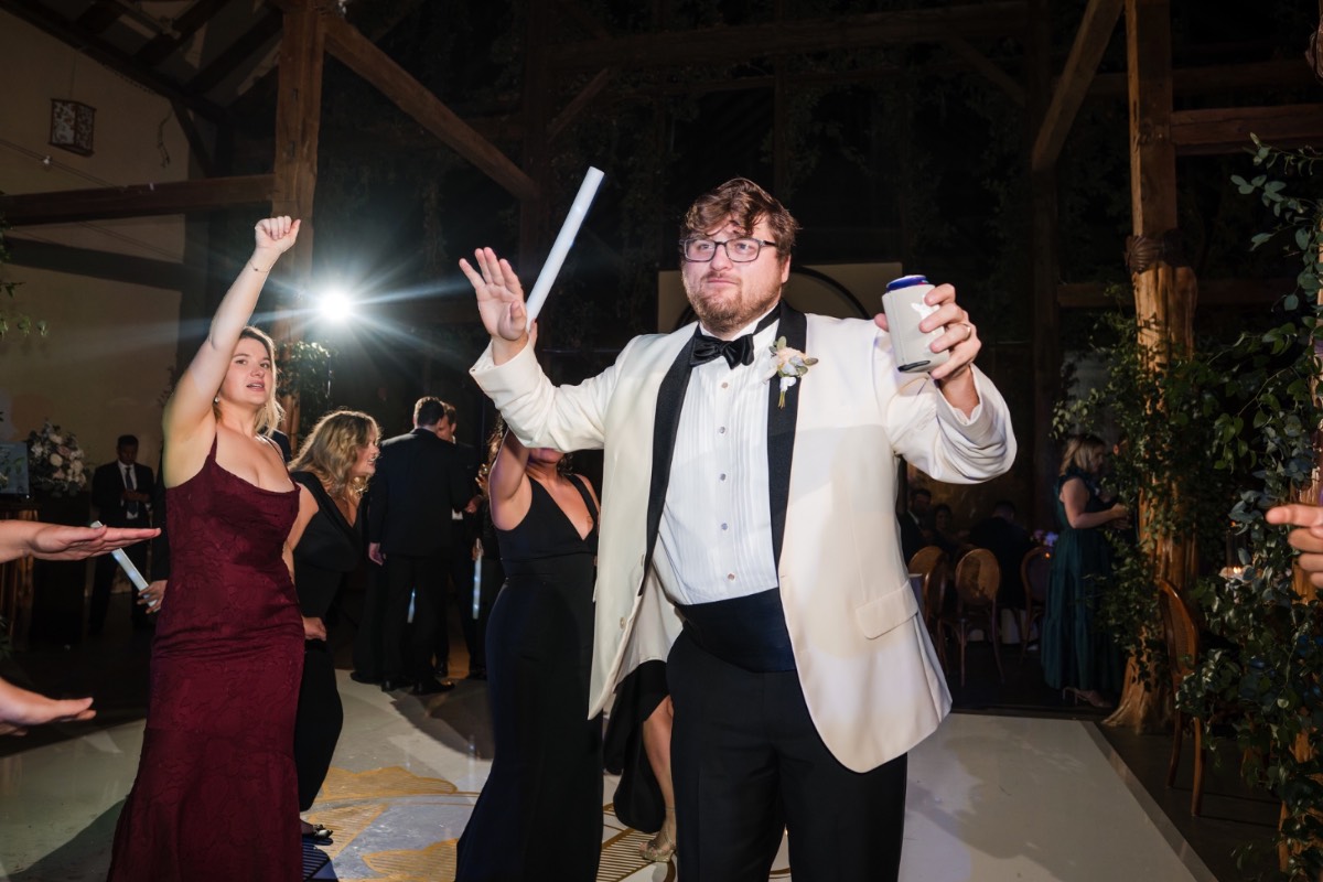 Videographer capturing reception moments at Barr Mansion Austin wedding.