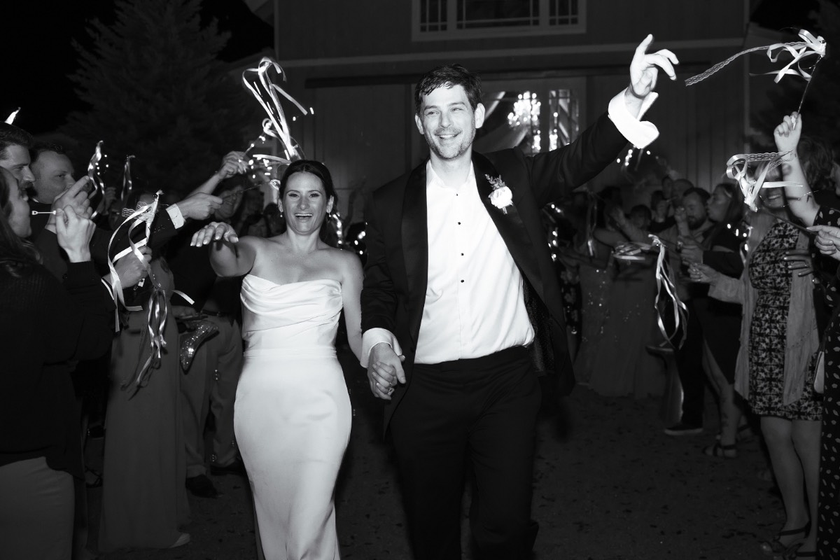 K and J's wedding exit at The Addison Grove venue in Austin Texas