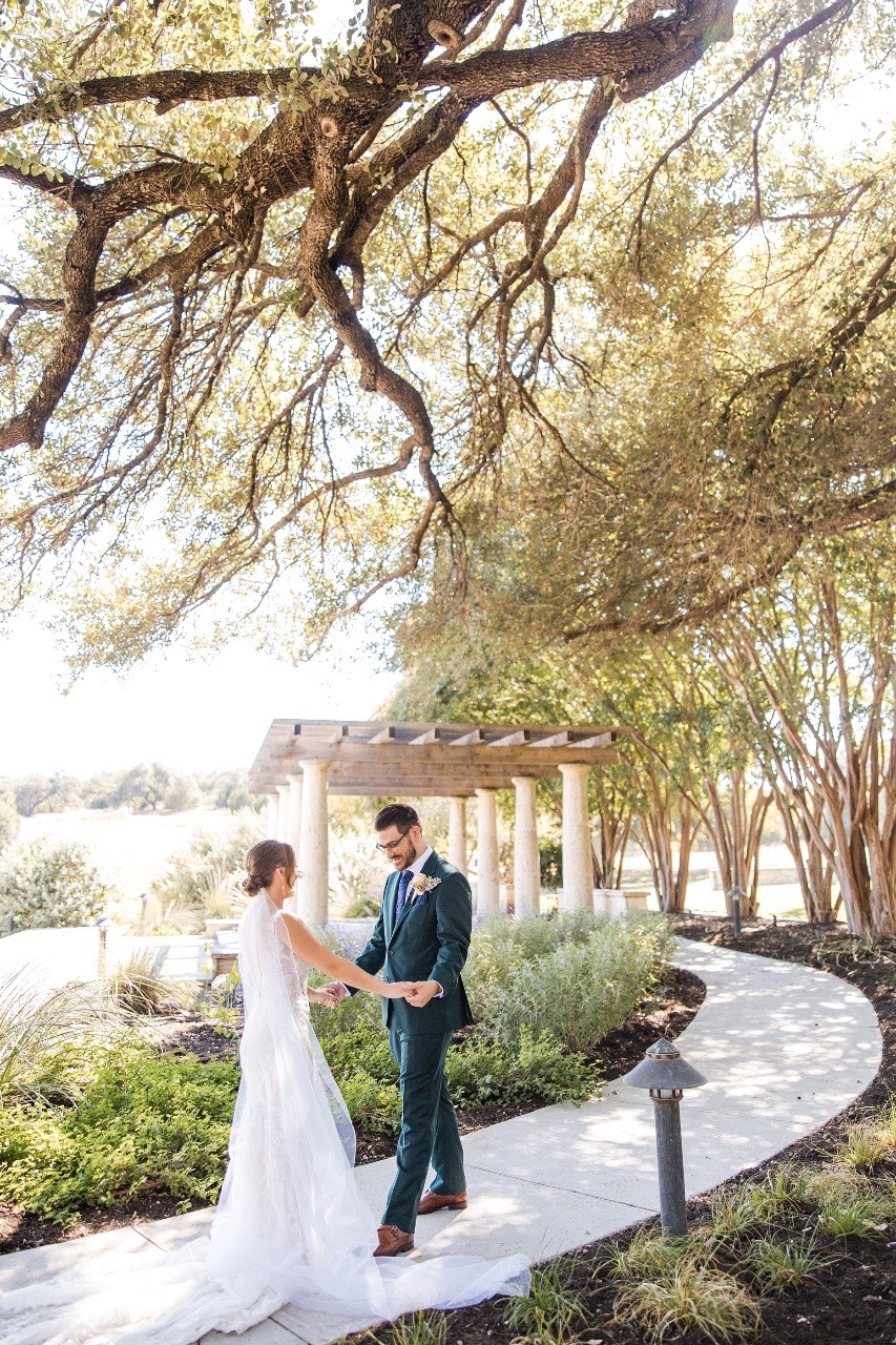 Emotional first look between couple at Georgetown's historic Garey House